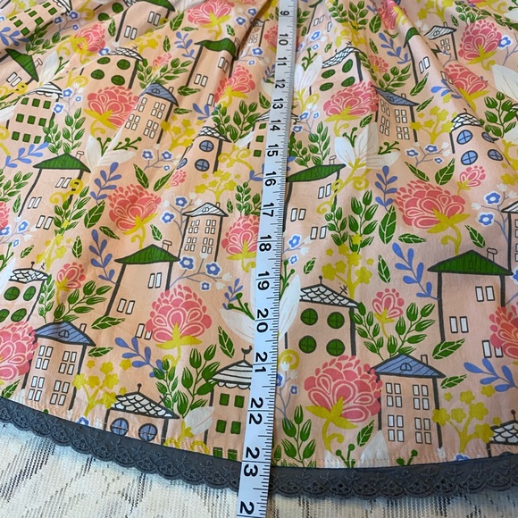 Matilda Jane Pink Floral Skirt with Blue & Green Striped Waistband - Picture 7 of 7